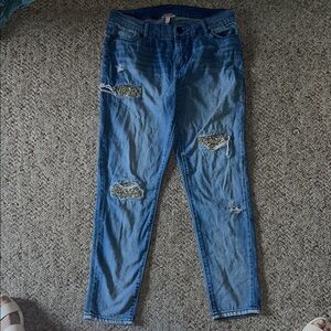 Juicy couture Distressed Blue Jeans with Sequin Accents